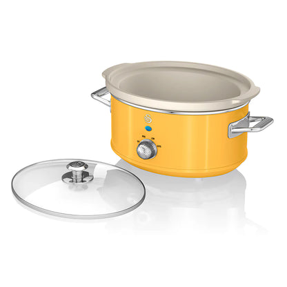 Swan Retro Olla Cocción Lenta, 6,5l, Recipiente Extraíble Antiadherente Cerámica Libre Pfoa, Sf17031yelneu, Amarillo_3