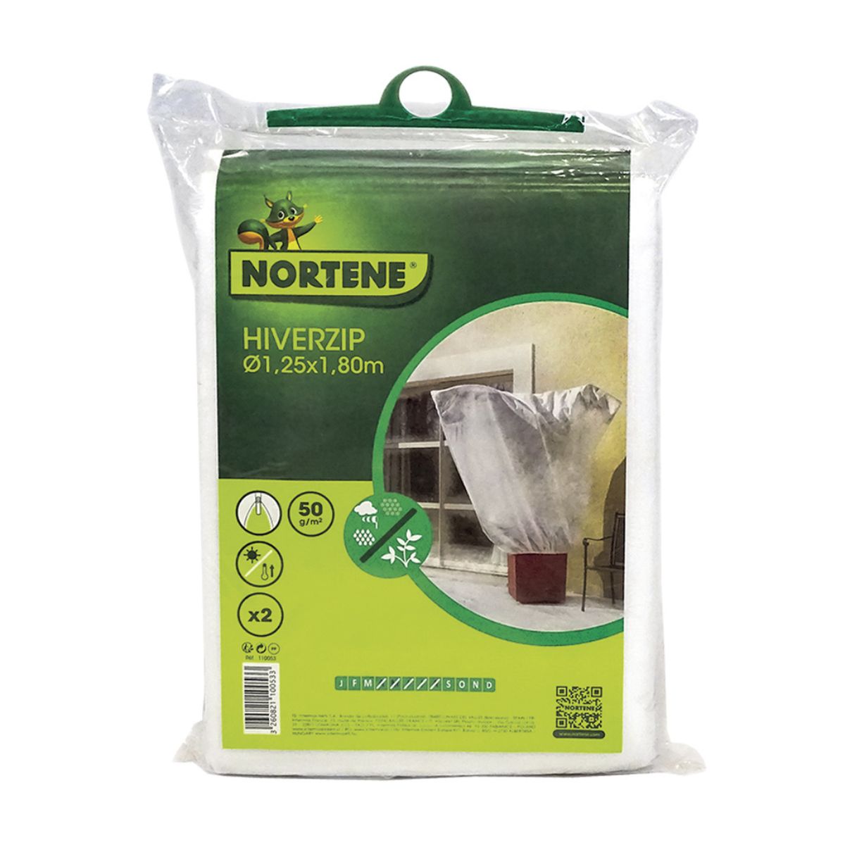 Hiverzip 2 x 1,80 m Cobertura de geada Nortene com fecho de correr 2 peças.