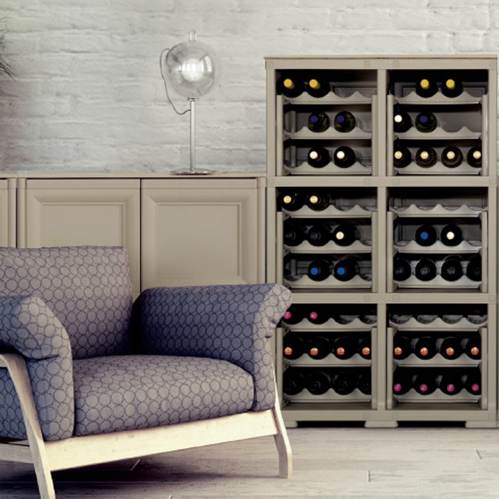 Mueble Omnimodus Portabotellas Para 27 Botellas Modelo Wengé