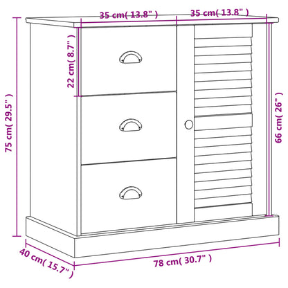 Aparador Con Cajones Vigo Madera Maciza Pino Blanco 78x40x75 Cm / Vetonek_1