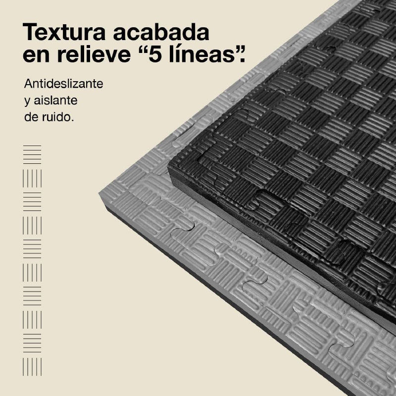 Jowy Tatami Puzzle 4cm 100x100cm – Superficie 5 Líneas Gris/negro_3