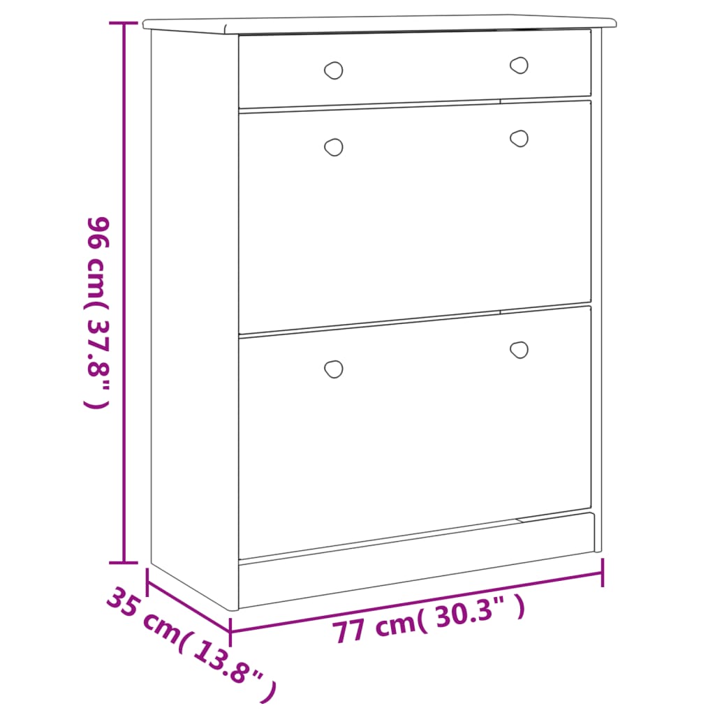 Mueble Zapatero Alta Madera Maciza De Pino 77x35x96 Cm / Vetonek_2