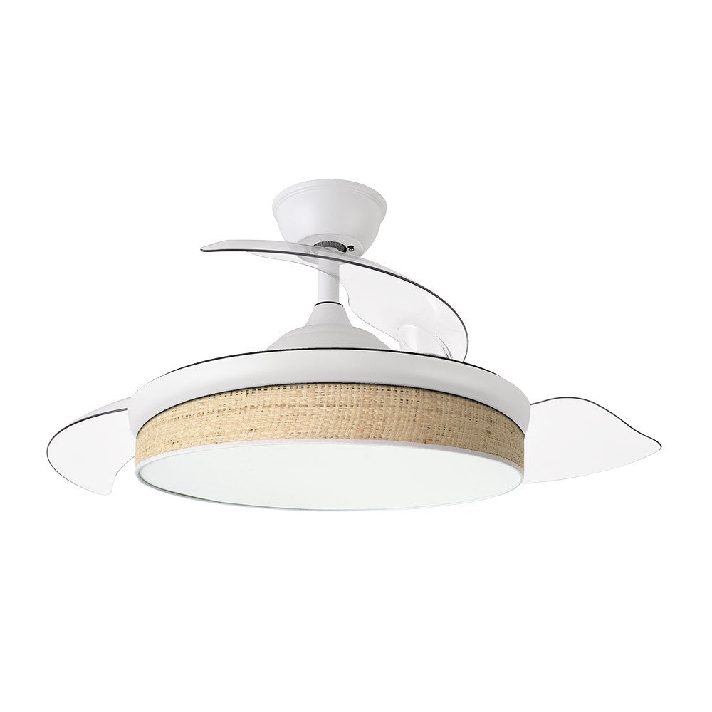 Ventilador Dc Moda 72w Blanco/caã±izo Claro 91d 3aspas 7200lm 3000-4000-6000k Remoto+ Memoria+ Temporizador_1