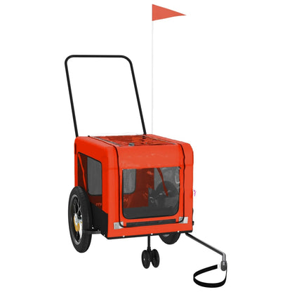 Remolque De Bicicleta Mascotas Hierro Tela Oxford Naranja Negro_2