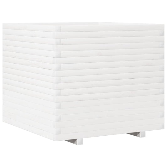 Jardinera De Madera Maciza De Pino Blanca 80x80x72 Cm_0