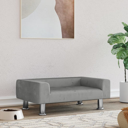 Cama Para Perros De Terciopelo Gris Claro 70x45x26,5 Cm / Vetonek_4
