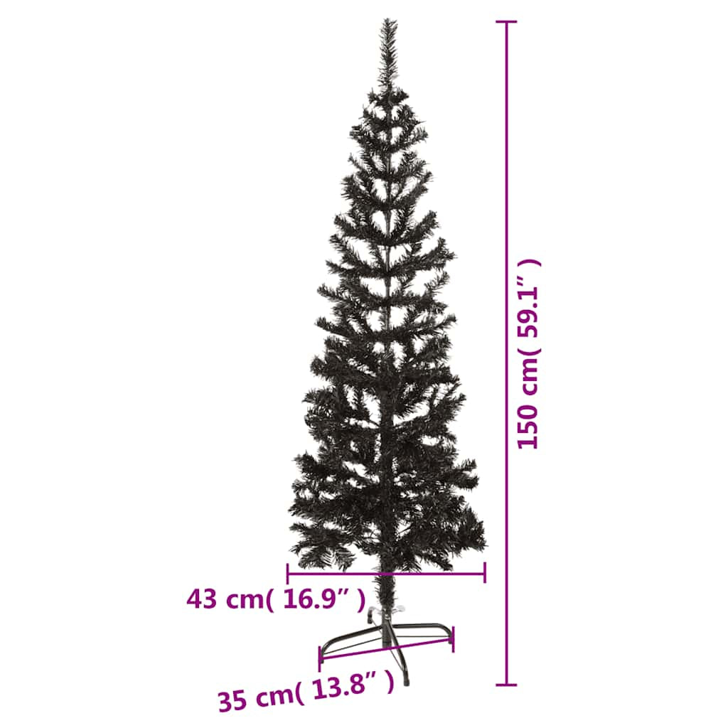 Vidaxl Árbol De Navidad Delgado Negro 150 Cm_2