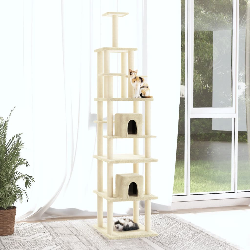 Vidaxl Rascador Para Gatos Con Postes De Sisal Color Crema 216 Cm_1