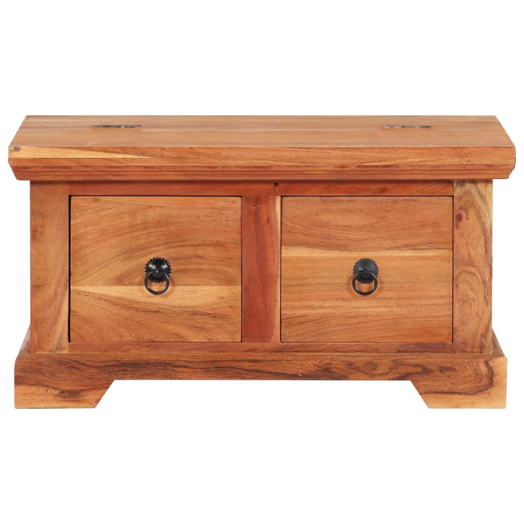 Mesa De Centro De Madera Maciza De Acacia 66x70x35 Cm_2