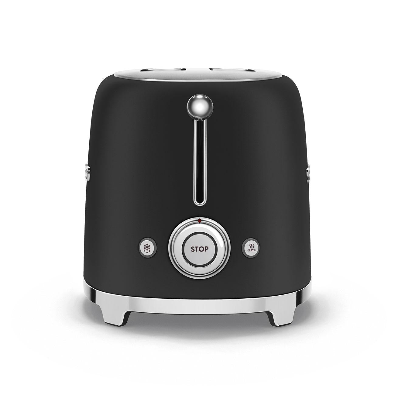 Torradeira SMEG com 2 compartimentos, estilo anos 50, preta