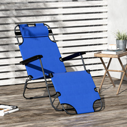 Outsunny Tumbona Reclinable Y Plegable Con Respaldo Ajustable 135x60x89 Cm Azul_1