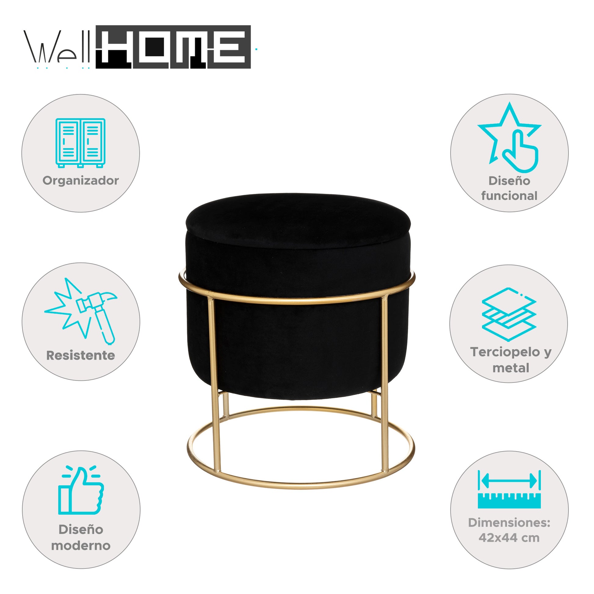 Well Home - Puff De Terciopelo Negro eliane_1