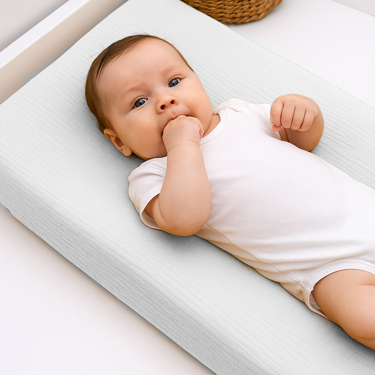 Funda De Colchón Para Cambiador En Algodón Bio Blanca_2