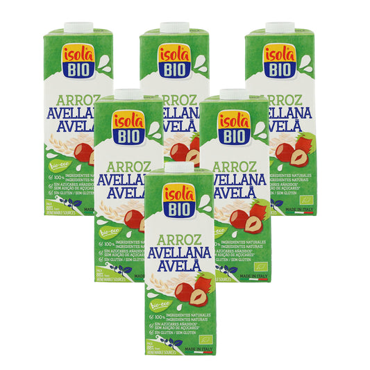Pack de 6 Bebidas Biológicas de Arroz e Avelã, Isola Bio, 1 L
