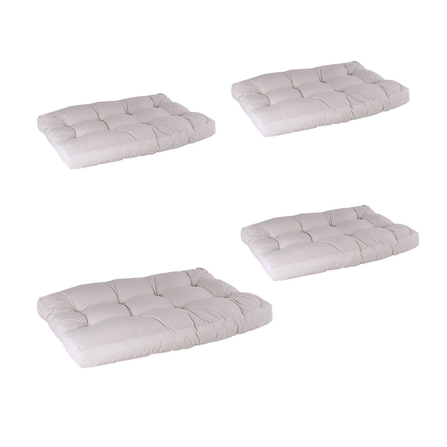 Pack 4 Cojines Asiento Para Palet, Tamaño: 80x120x16 Cm, Color Crema, Repelente Al Agua_0