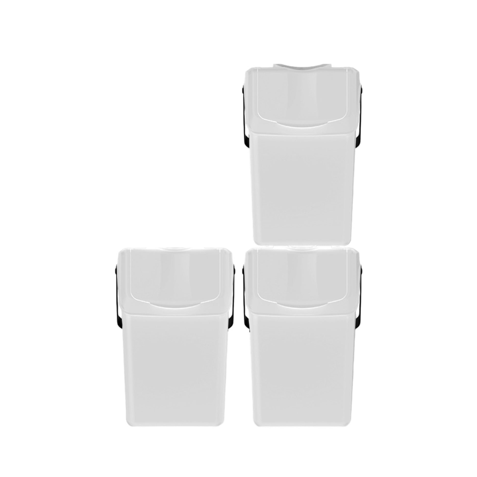 Set De 3 Cubos De Basura Keden Sortibox Para Reciclado, Blanco Roto, Volumen 3x25l_0