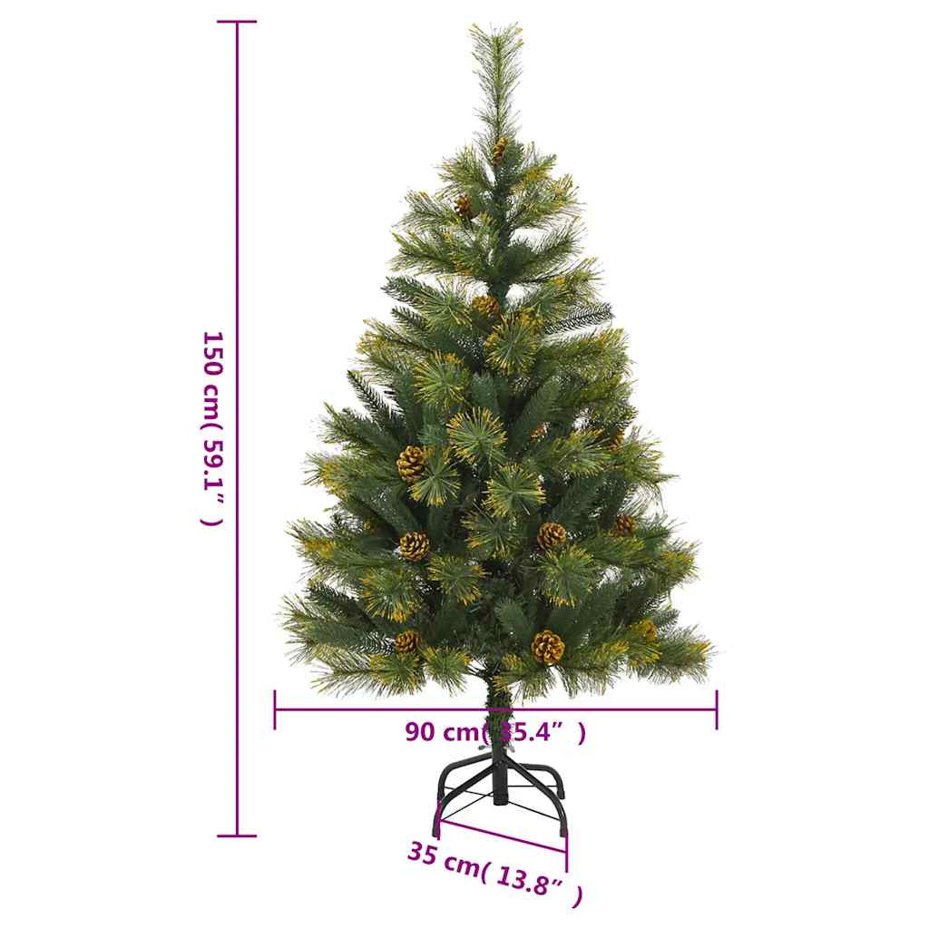 Vidaxl Árbol De Navidad Artificial Con Bisagras 150 Led Y Bolas 150 Cm_2