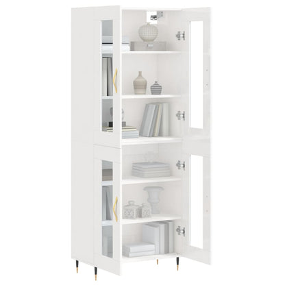 Aparador Alto Madera Contrachapada Blanco Brillo 69,5x34x180 Cm_2