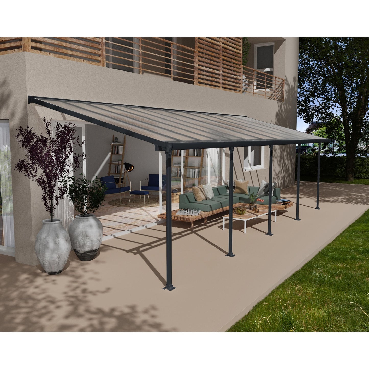 Pérgola anexa Feria 300x915 m cinzento 