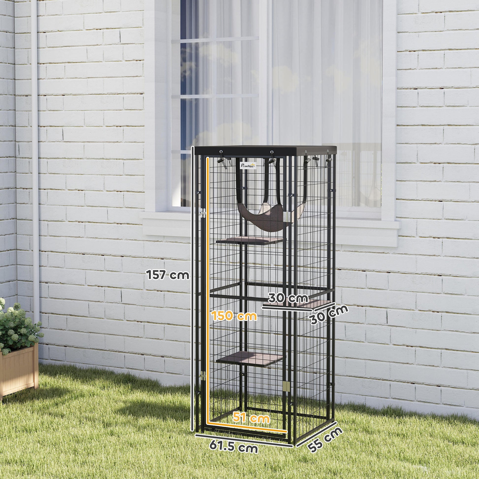 Pawhut Jaula Para Gatos Para Exterior E Interior Con Cubierta Impermeable Negro_2