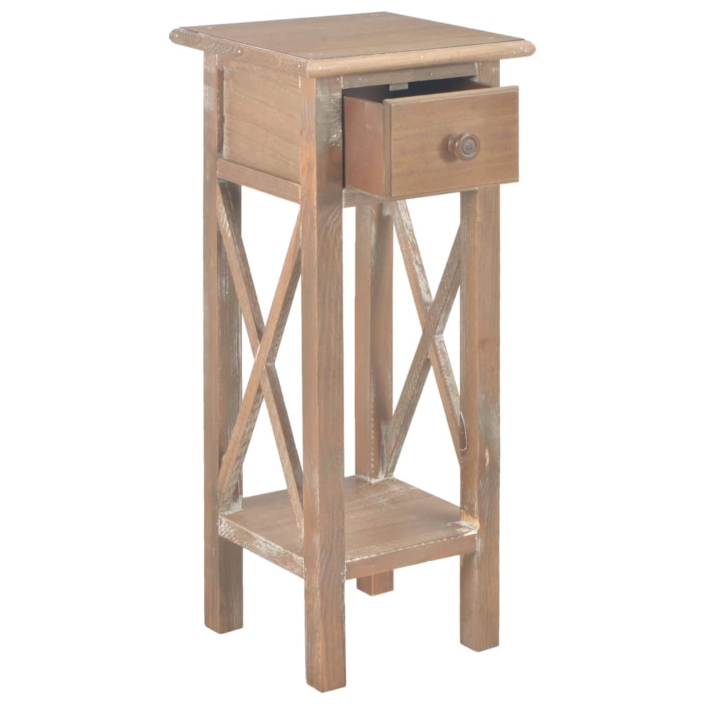 Mesa Auxiliar De Madera Marrón 27x27x65,5 Cm_0