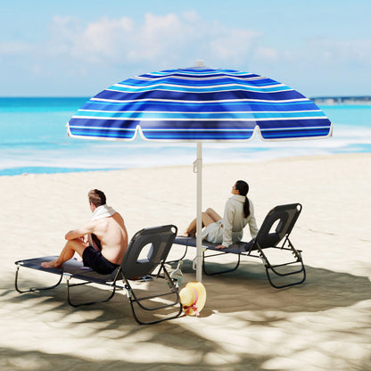 Outsunny Sombrilla De Playa Grande Ø180 Cm Con Ángulo Ajustable Protección Uv50+_1