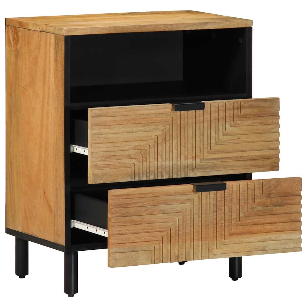 Mesita De Noche Madera Maciza De Mango 50x33x60 Cm Marrón_0