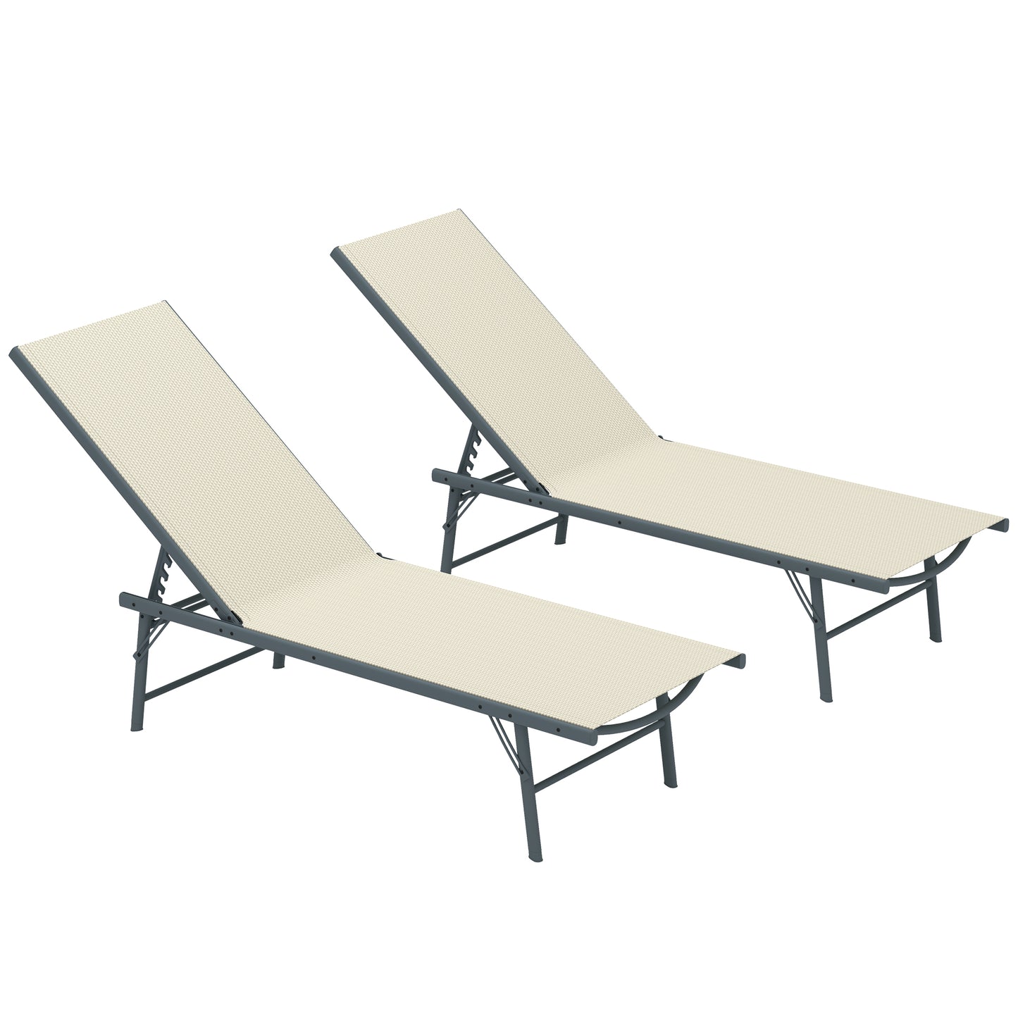 Outsunny Pack De 2 Tumbonas Jardín Exterior 164x54x84 Cm Crema_0
