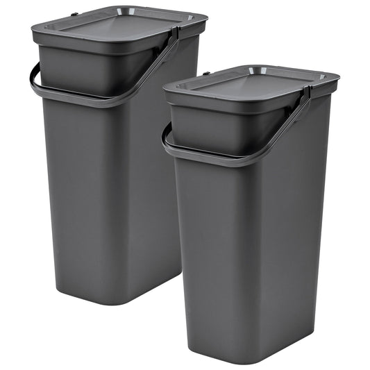 Set De 2 Papeleras moda 40l Grafito Con Asa