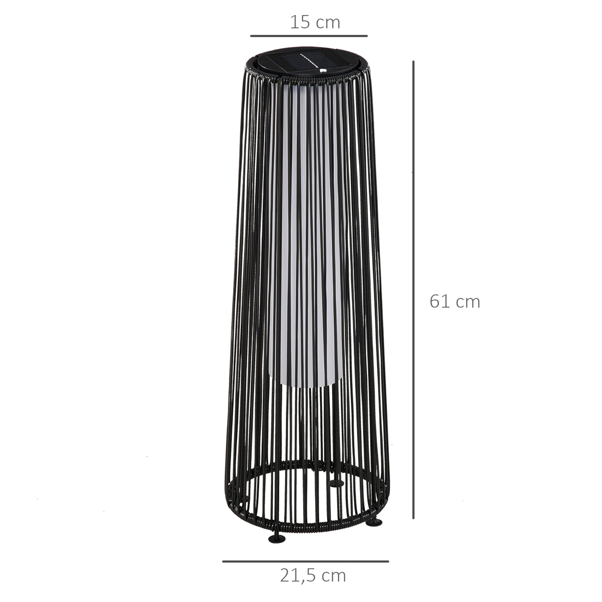 Outsunny Lámpara De Pie Ratán Energía Solar Con Control Luz Automático Negro_2