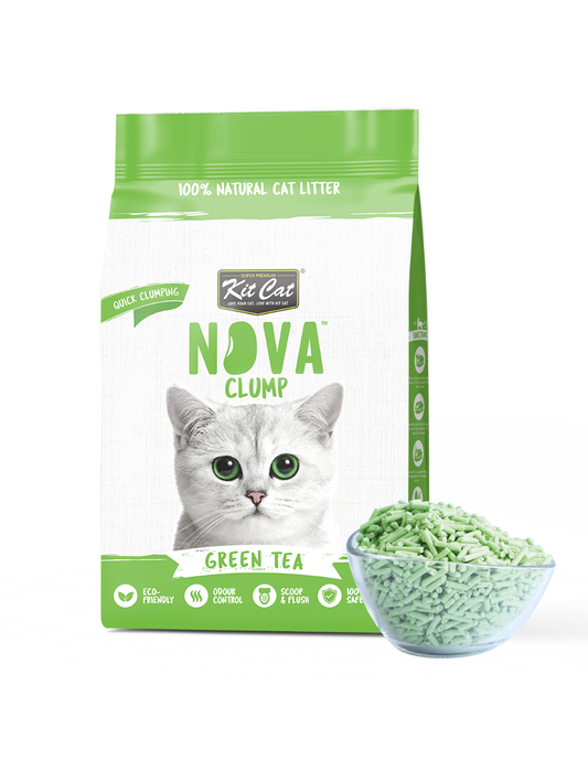 Kit de areia para gatos Eco SoyaClump - Chá verde, 7 L