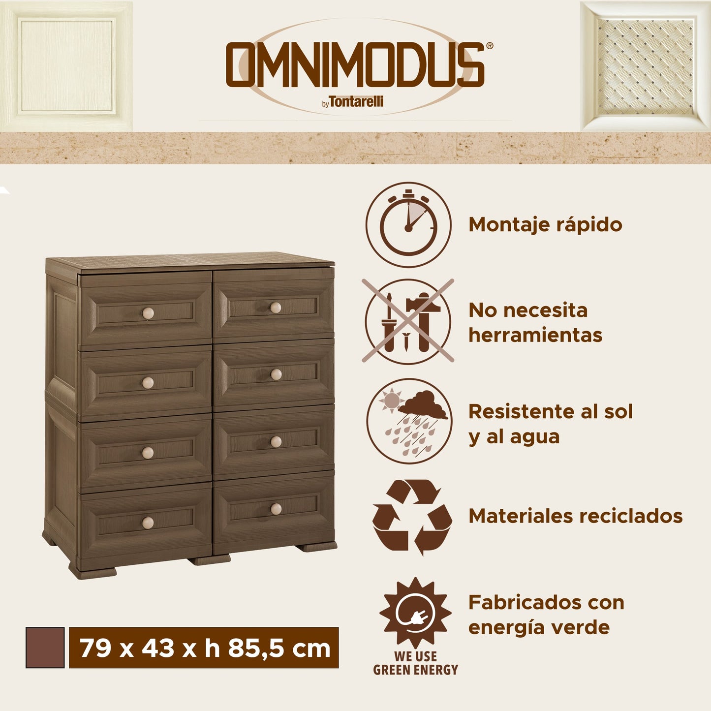 Cajonera Ancha 8 Cajones Wengué_1