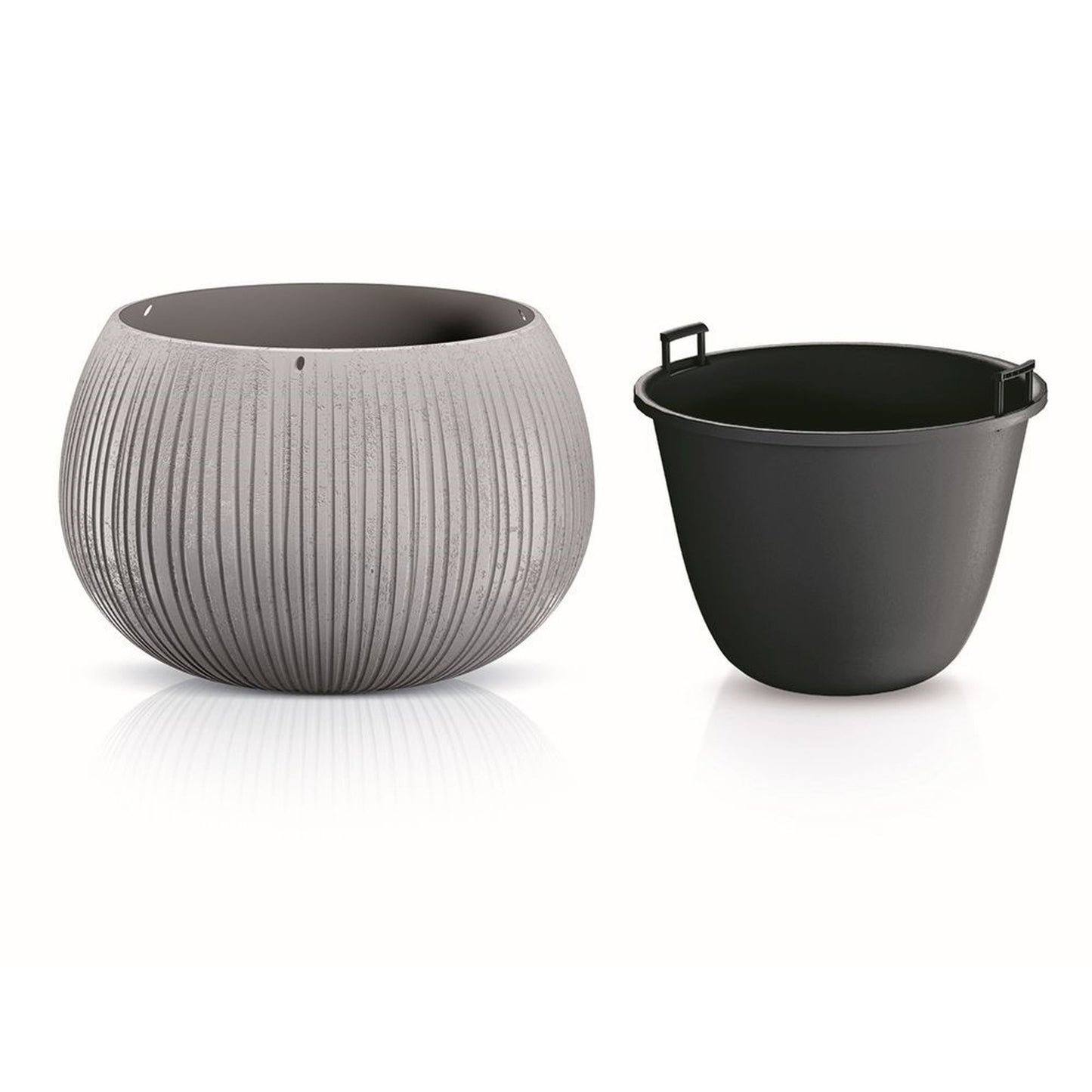 Prosperplast Beton Bowl De Plástico Con Depósito En Color Cemento, 30 (alto) X 47,8 (ancho) X 47,8 (profundo) Cms_1