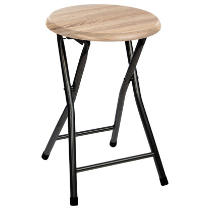 Well Home - Taburete Plegable En Panel De Madera Mdf Ø30x46,5cm_0