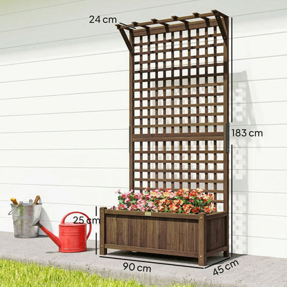 Outsunny Jardinera Con Enrejado De Madera Para Trepadora Plantas 90x45x183 Cm_2