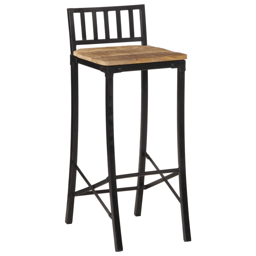 Taburetes Altos 2 Uds Madera Maciza De Mango Rugosa_2