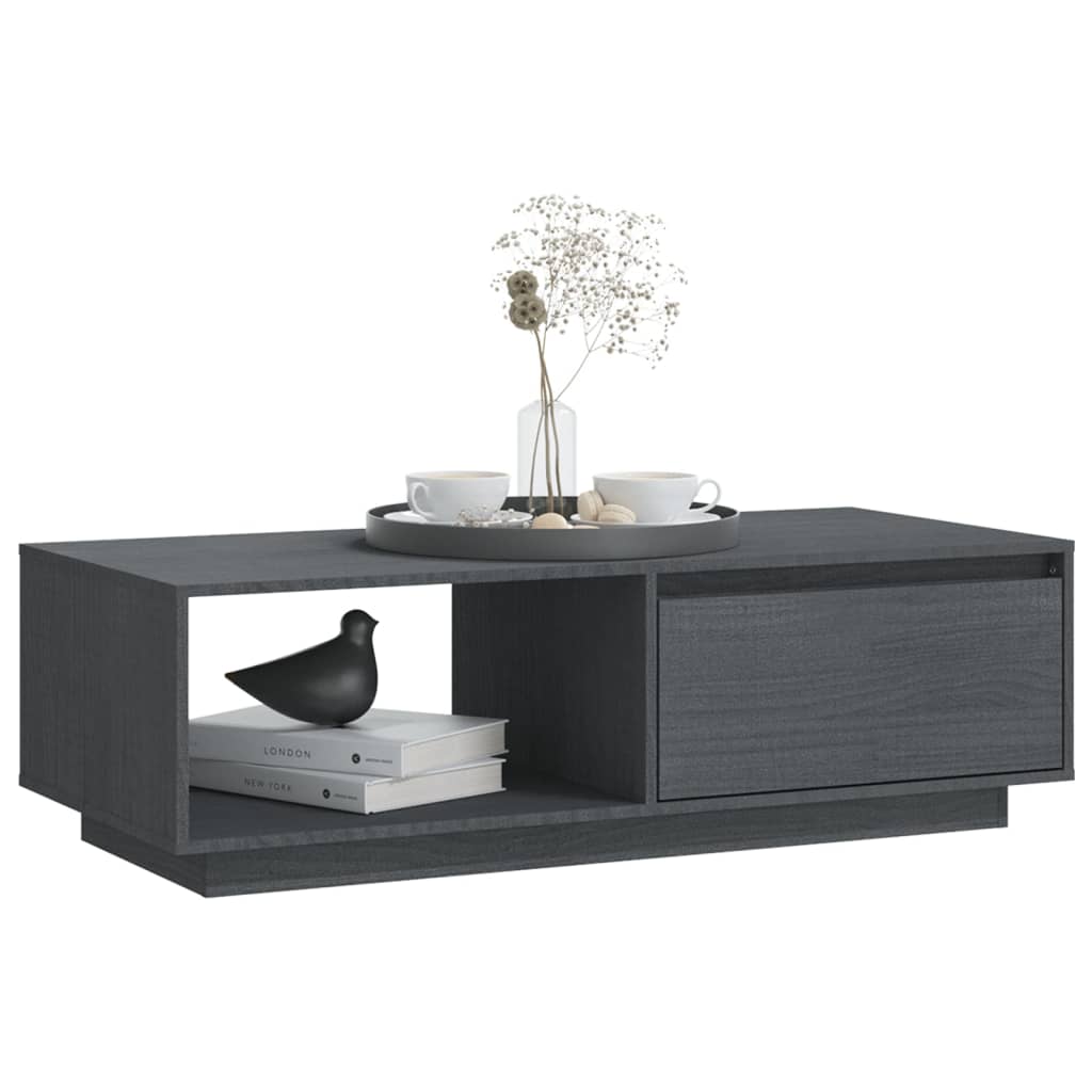 Mesa De Centro De Madera Maciza De Pino Gris 110x50x33,5 Cm_2