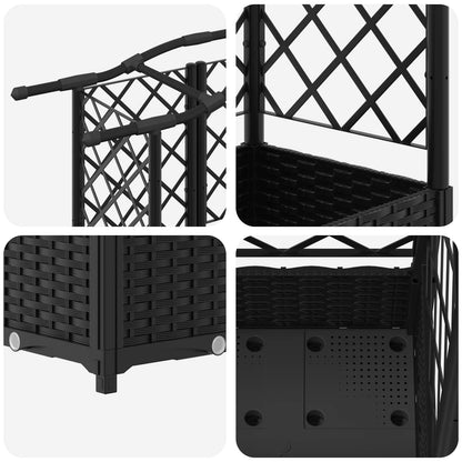 Cama Elevada Con Trellis Y Techo Negro 203,5 X 40 X 123 Cm Pp_5