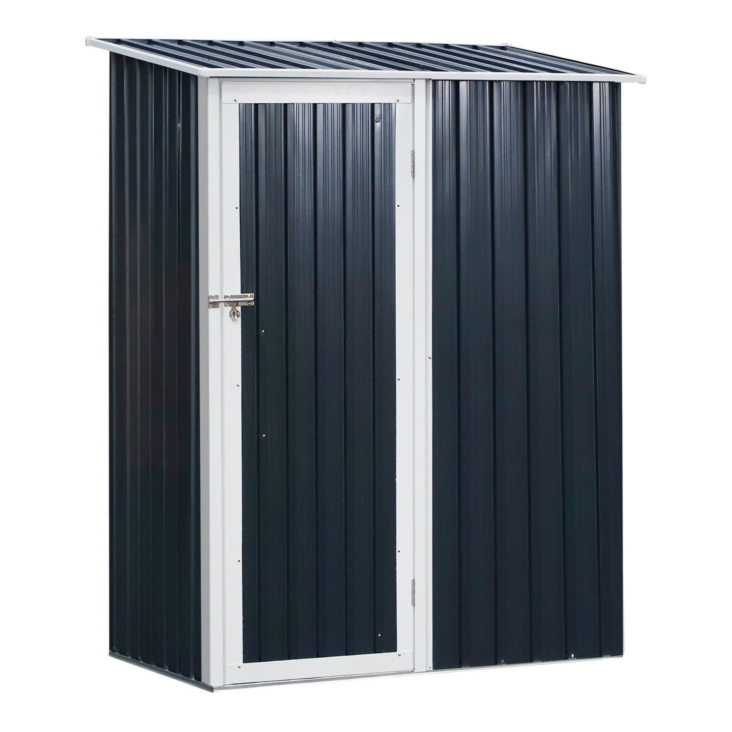 Outsunny Cobertizo De Acero 1,27㎡ 143x89x186cm Con Techo Inclinado Y Puerta Gris_0