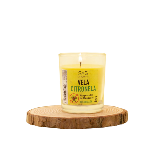 Vela Aromática de Citronela SYS Aromas 120 g | Hasta 40 Horas | Aroma Cítrico Herbal | Ayuda a Ahuyentar Mosquitos_0