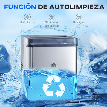 Homcom Máquina De Hielo 15 Kg/24h 9 Cubitos De Hielo En 6-12 Minutos Negro_5