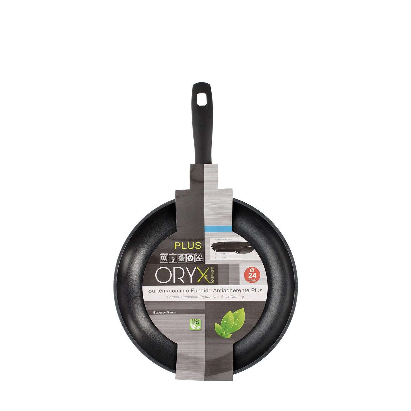 Oryx Sartén Aluminio Antiadherente Plus, Forjada, Apta Inducción, Libre Pfoa, Diámetro 24 Cm, Espesor 5 Mm.