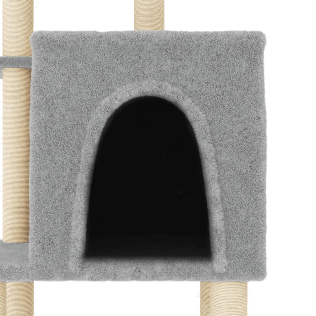 Rascador Para Gatos Con Postes De Sisal Gris Claro 97 Cm_4