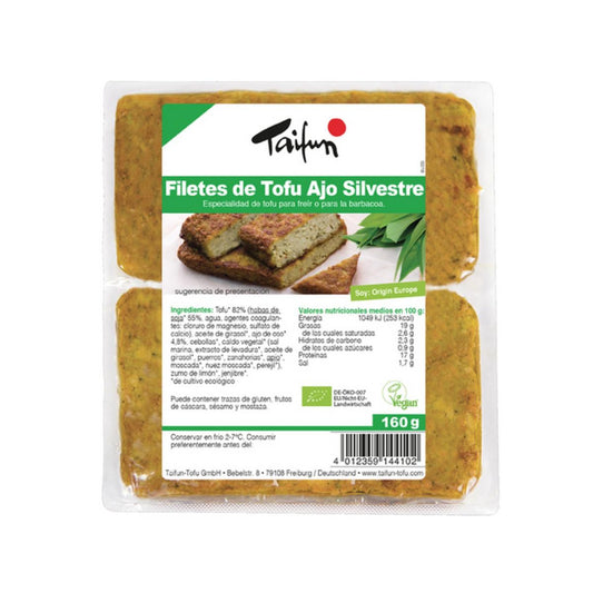 Filetes de tofu biológico com alho selvagem, 160 g. Taifun