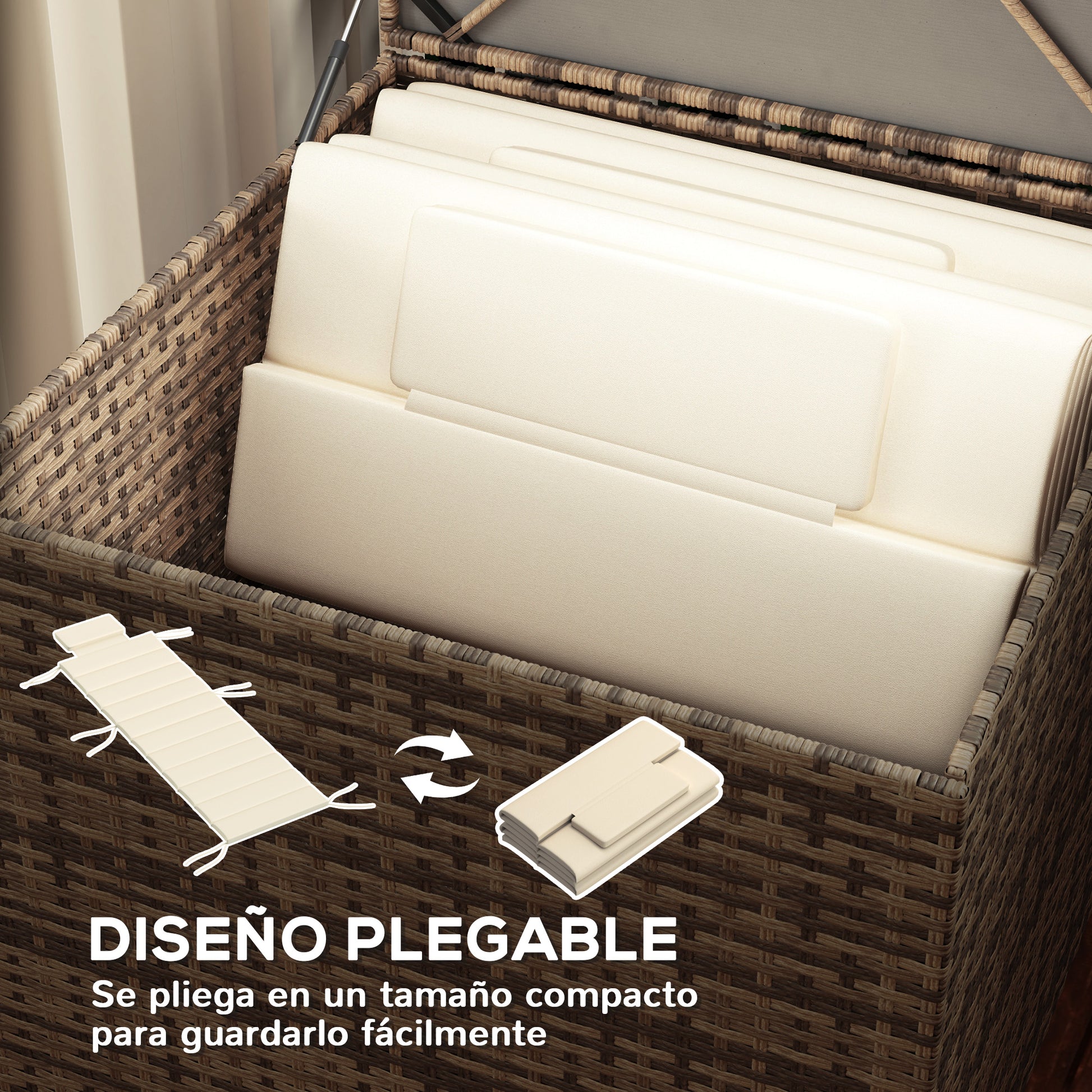 Outsunny Pack 2 Cojines Para Tumbonas Plegables 203x66x3 Cm Con Reposacabezas_5