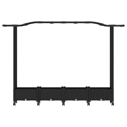 Cama Elevada Con Trellis Y Techo Negro 207 X 40 X 129 Cm Pp_3