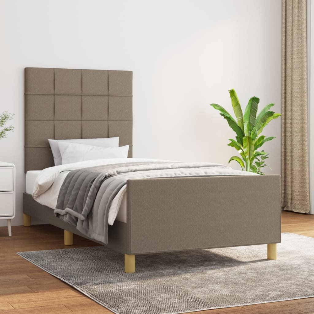 Estructura De Cama Con Cabecero De Tela Gris Taupe 100x200 Cm / Vetonek_2
