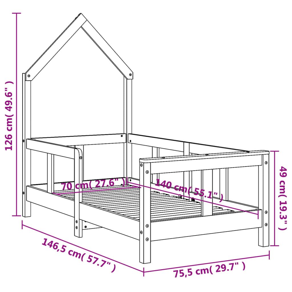 Vidaxl Estructura De Cama Para Niños Madera De Pino Blanco 70x140 Cm_2