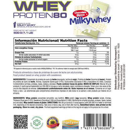Whey Protein80 - 500g - Chocolate Blanco Con Leche Milkywhey - Aumenta La Masa Muscular - Masmusculo_4