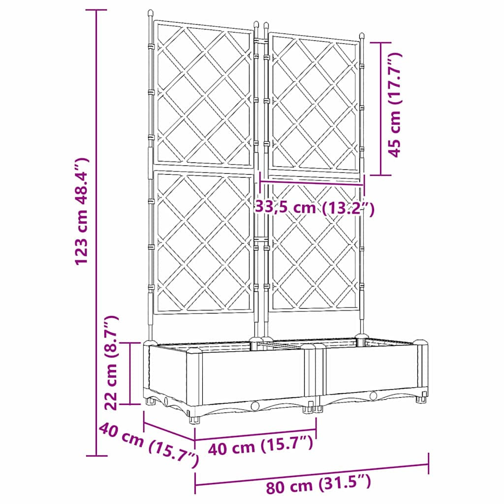 Vidaxl Maceta De Jardín Con Enrejado 2 Pcs Blanco 80 X 40 X 125.5 Cm_2